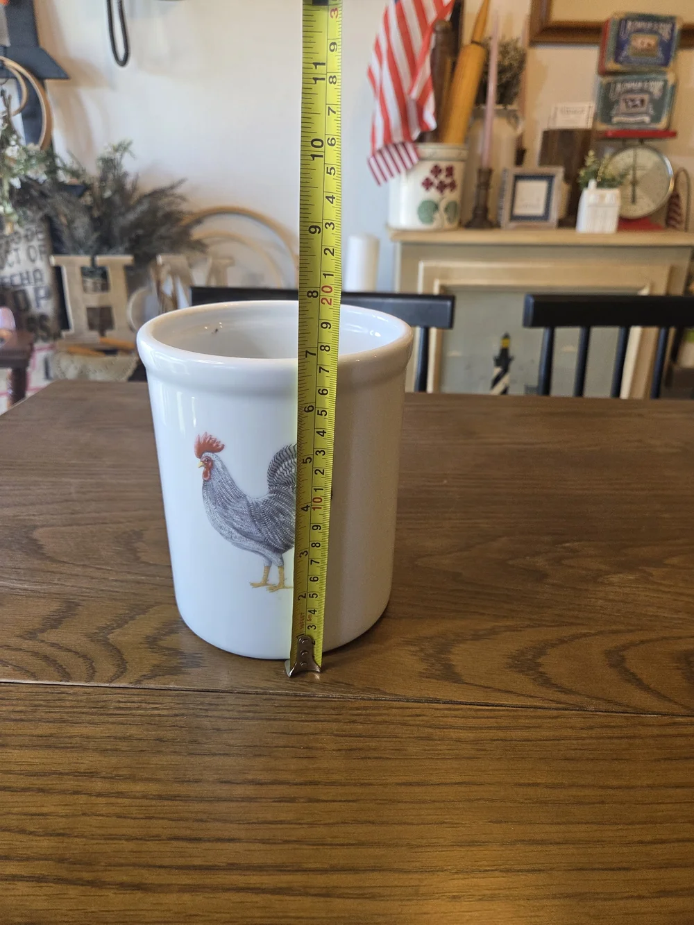 Ceramic Rooster Utensil Holder - White